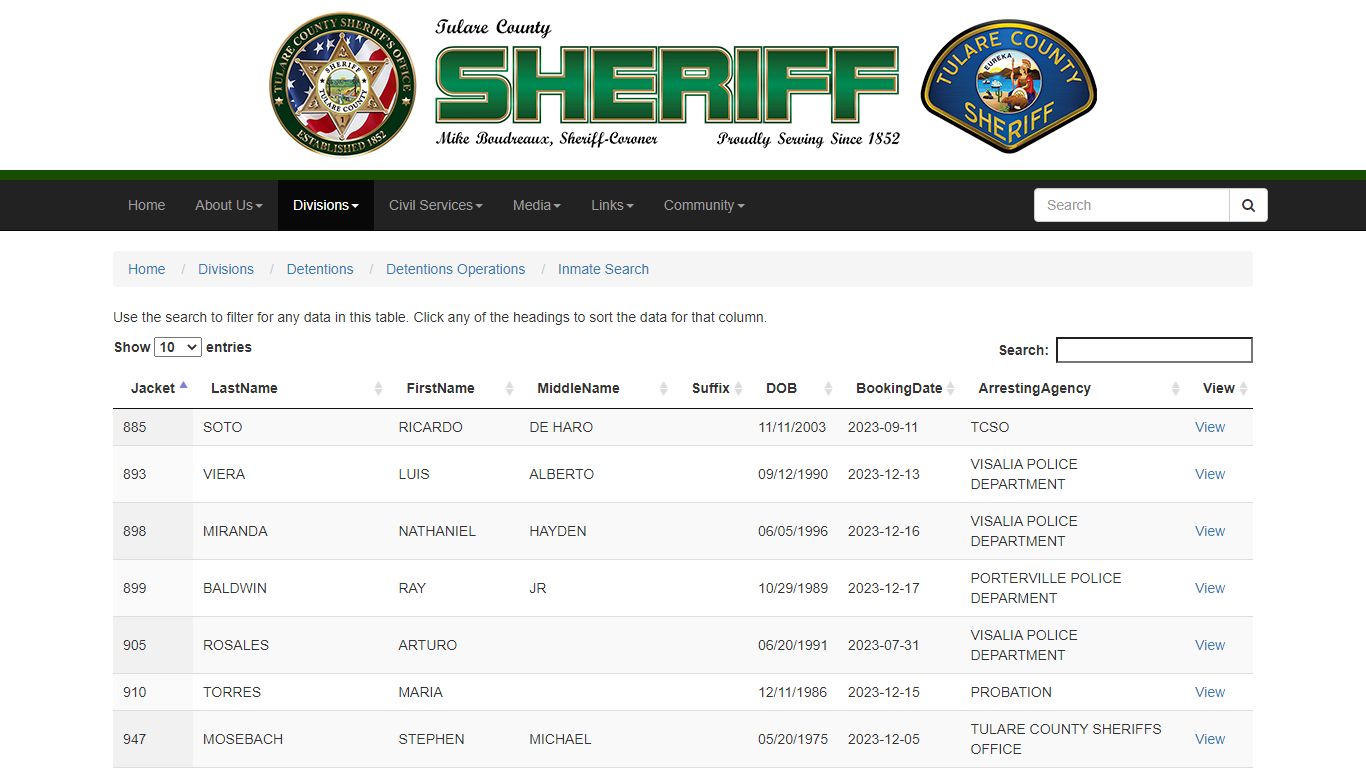 Inmate Search - Tulare County Sheriff